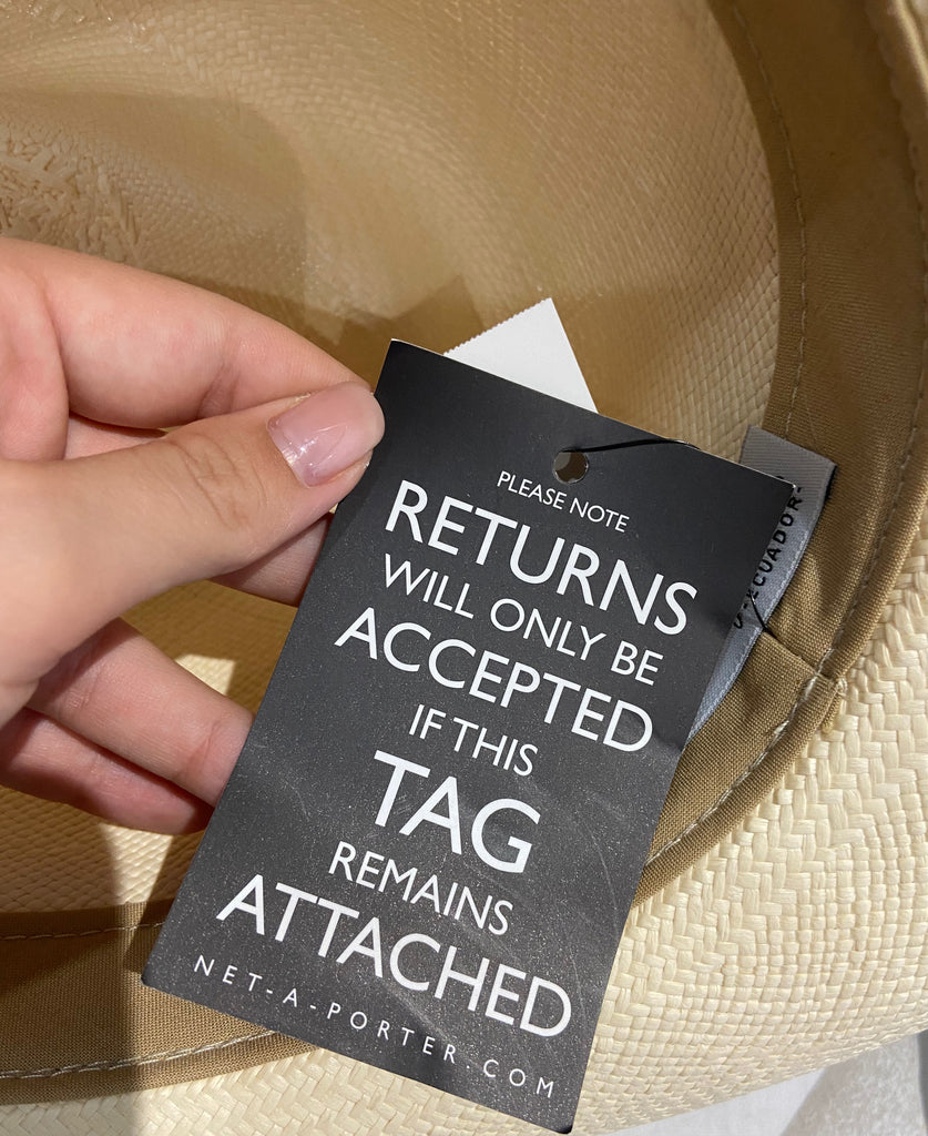 SENSAI STUDIO Cream Beige Genuine PANAMA Neon Green Trim Beach Sun Hat BNWT