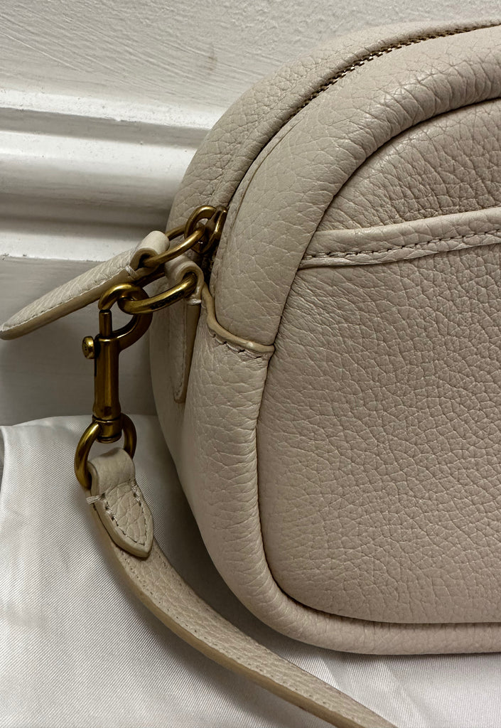 COACH Cream Oval Pebbled Leather Zip Fastened Shoulder Bag / Clutch w Dust Bag