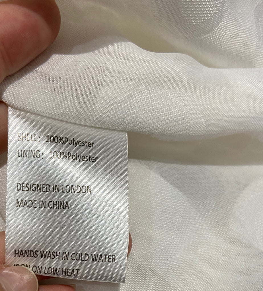 JOVONNA LONDON White Open Front Fringed & Sheer Detail Lightweight Jacket S