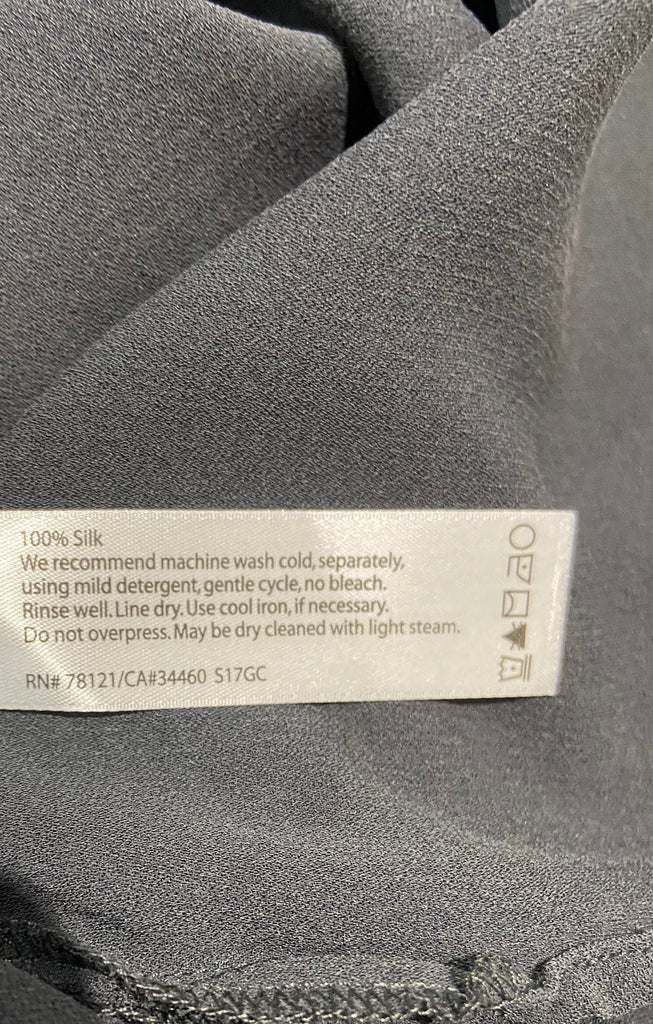 EILEEN FISHER Charcoal Grey 100% Silk Round Neck Sleeveless Free-Flowing Top XS