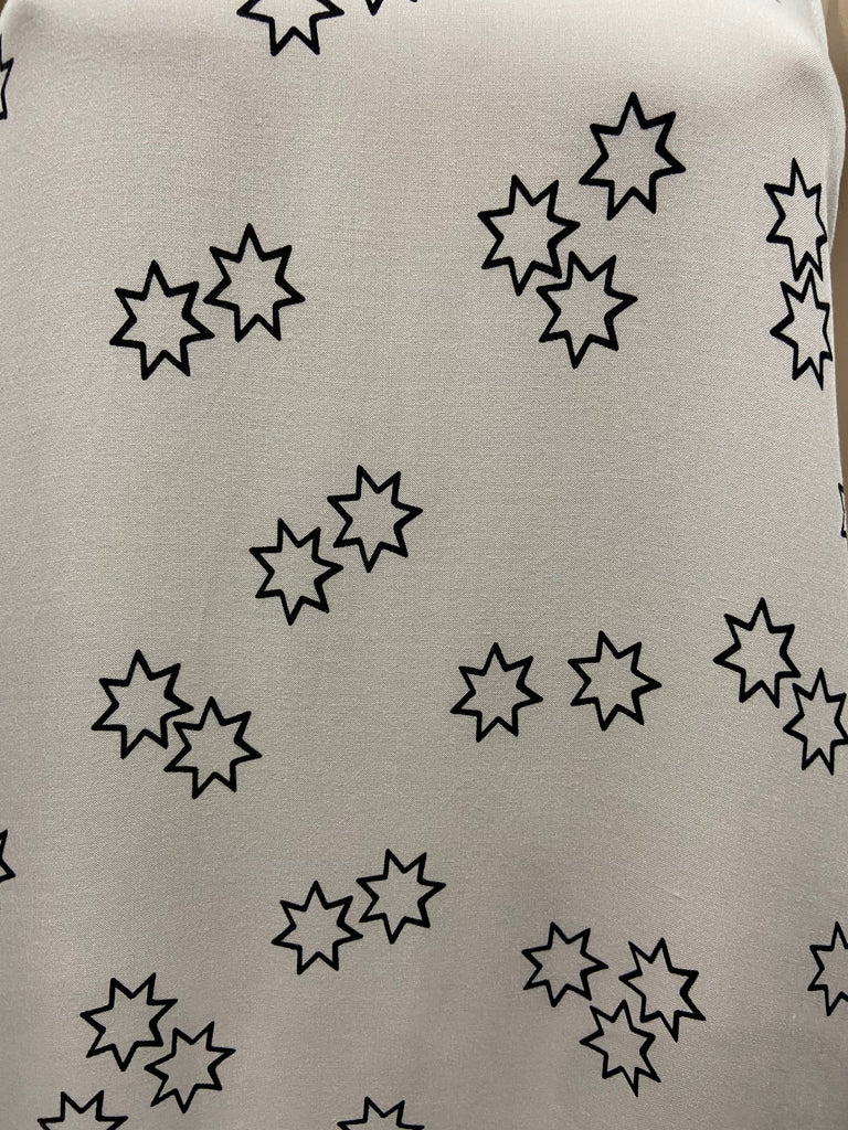 HUSH White & Black Star Print Round Neck Sleeveless A-Line Midi Maxi Dress UK8