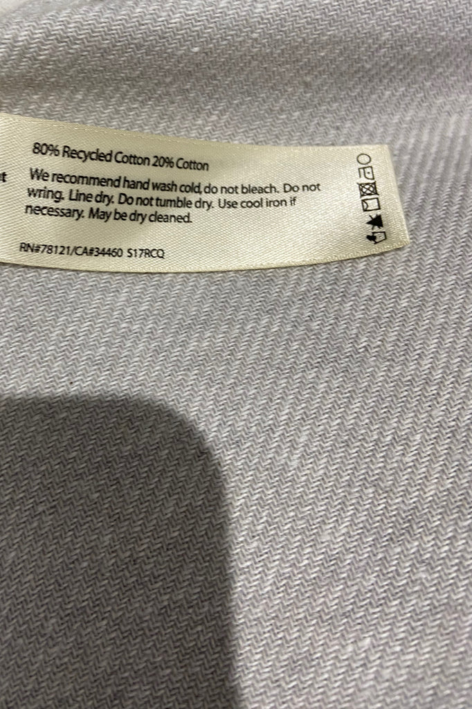 EILEEN FISHER Grey Pale Blue Cotton Multicoloured Fringed Wrap Shawl Cape 1 Size