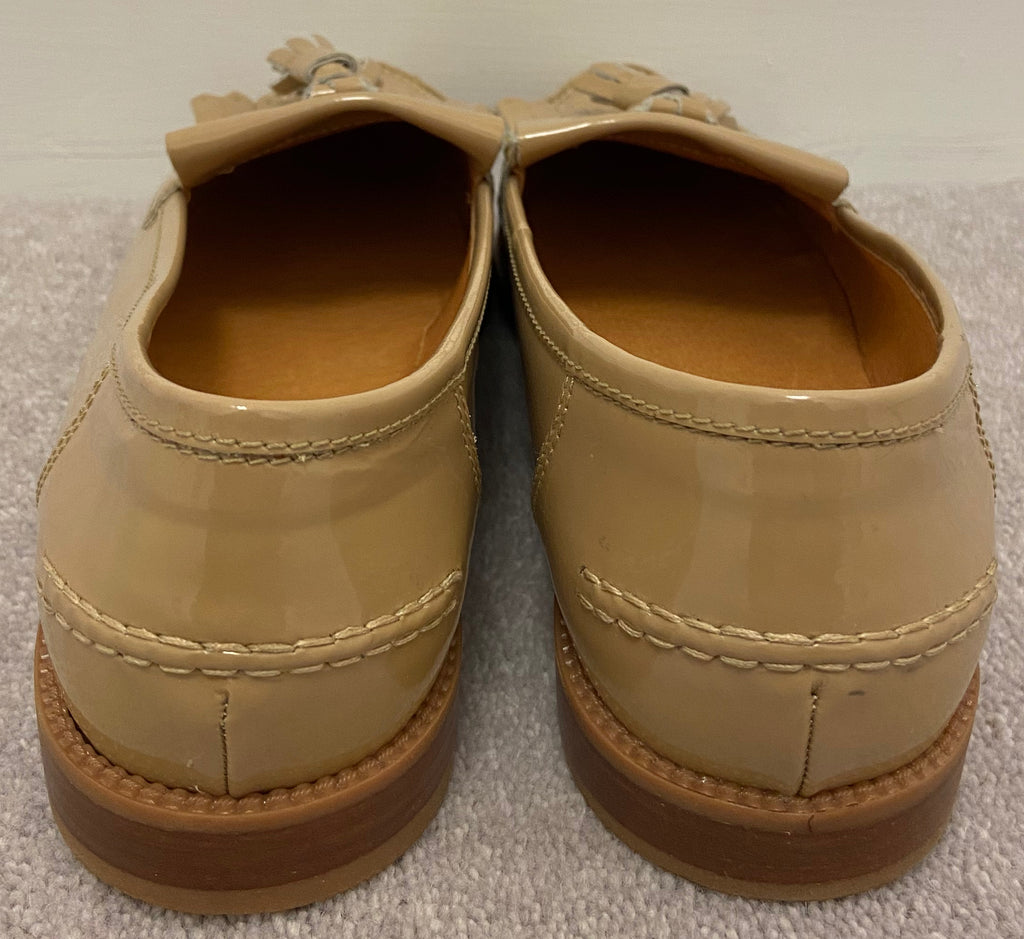 RUSSELL & BROMLEY Nude Beige Shined Leather Tassel Slip On Loafer Shoes EU38 UK5
