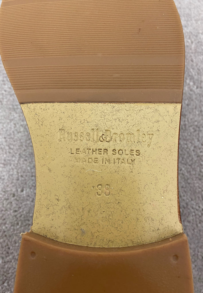 RUSSELL & BROMLEY Nude Beige Shined Leather Tassel Slip On Loafer Shoes EU38 UK5