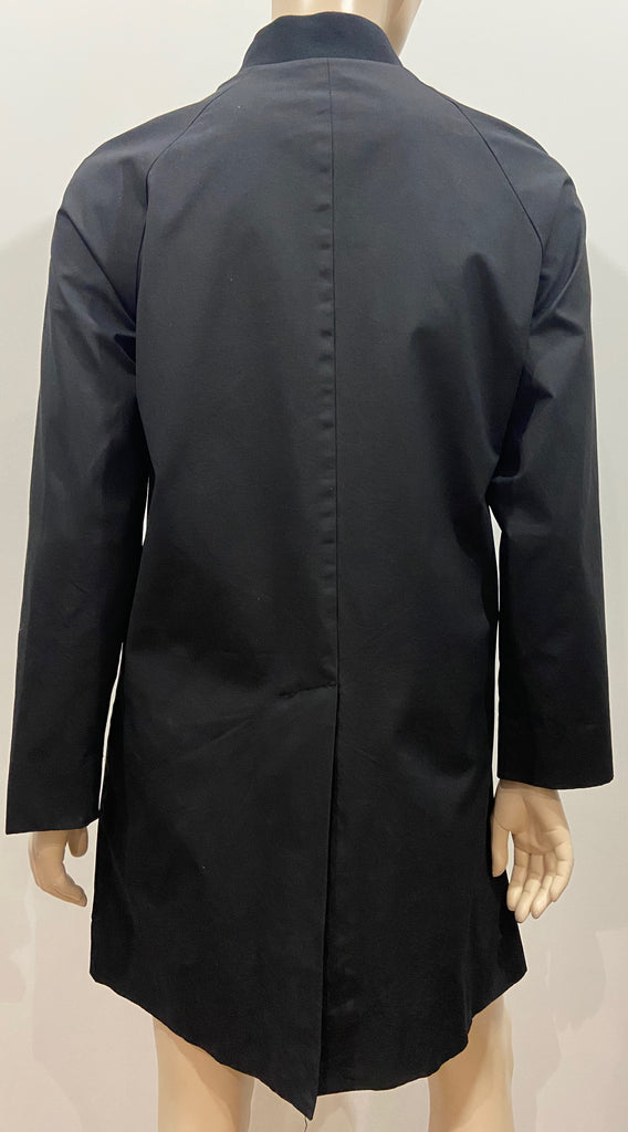 COS Black Cotton Round Neck Button Fastened Long Sleeve Mesh Lined Jacket Coat 8