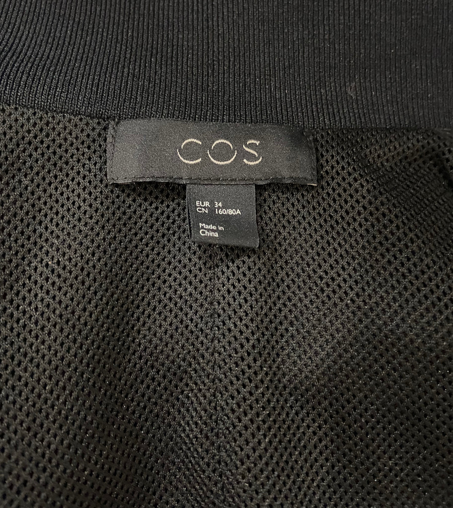 COS Black Cotton Round Neck Button Fastened Long Sleeve Mesh Lined Jacket Coat 8