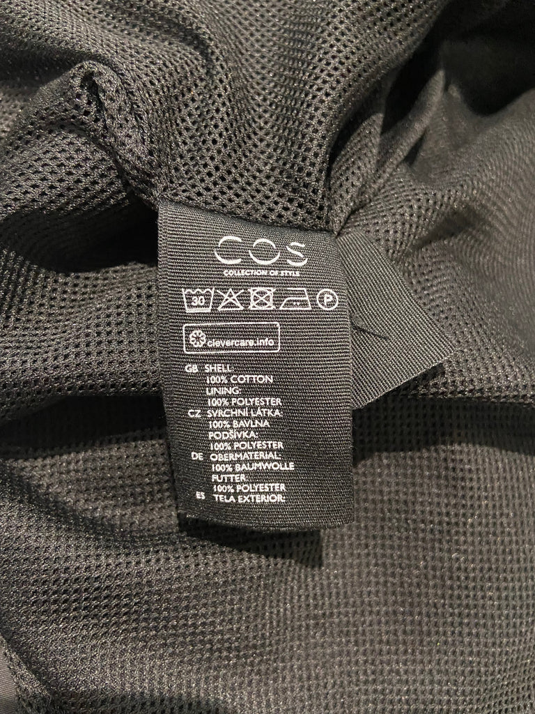 COS Black Cotton Round Neck Button Fastened Long Sleeve Mesh Lined Jacket Coat 8