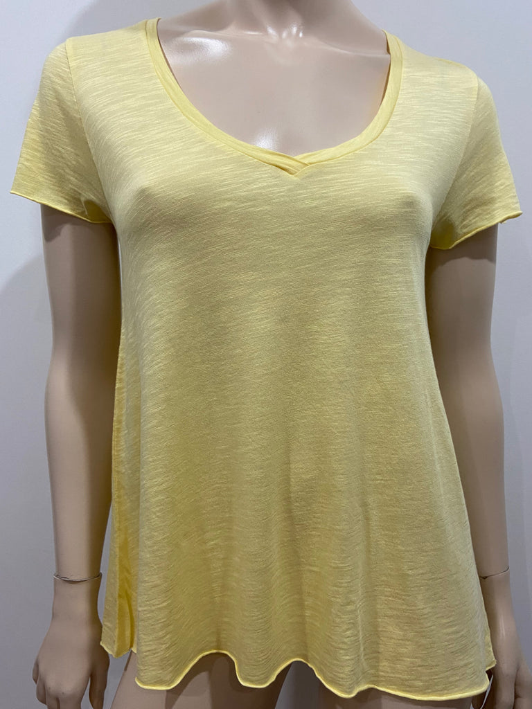 AMERICAN VINTAGE Yellow Cotton Blend Semi Sheer Short Sleeve Tee T-Shirt S