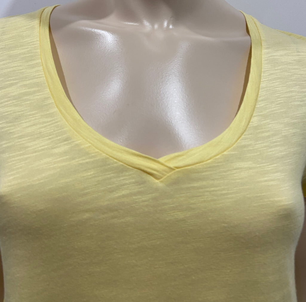 AMERICAN VINTAGE Yellow Cotton Blend Semi Sheer Short Sleeve Tee T-Shirt S