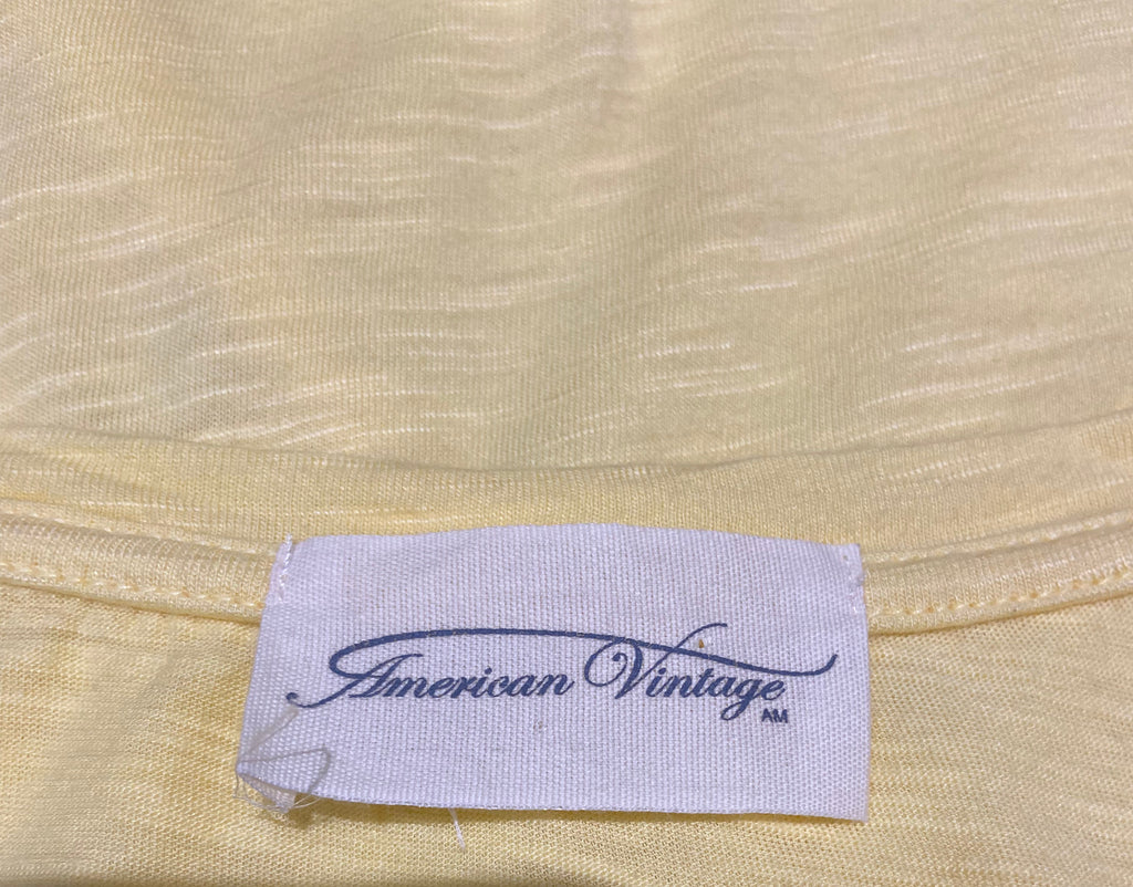 AMERICAN VINTAGE Yellow Cotton Blend Semi Sheer Short Sleeve Tee T-Shirt S