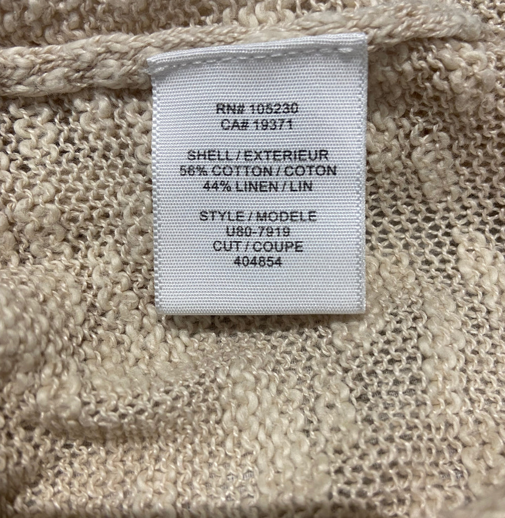 JOIE Beige Cotton Linen Blend V Neck Long Sleeve Knitwear Jumper Sweater Top XS