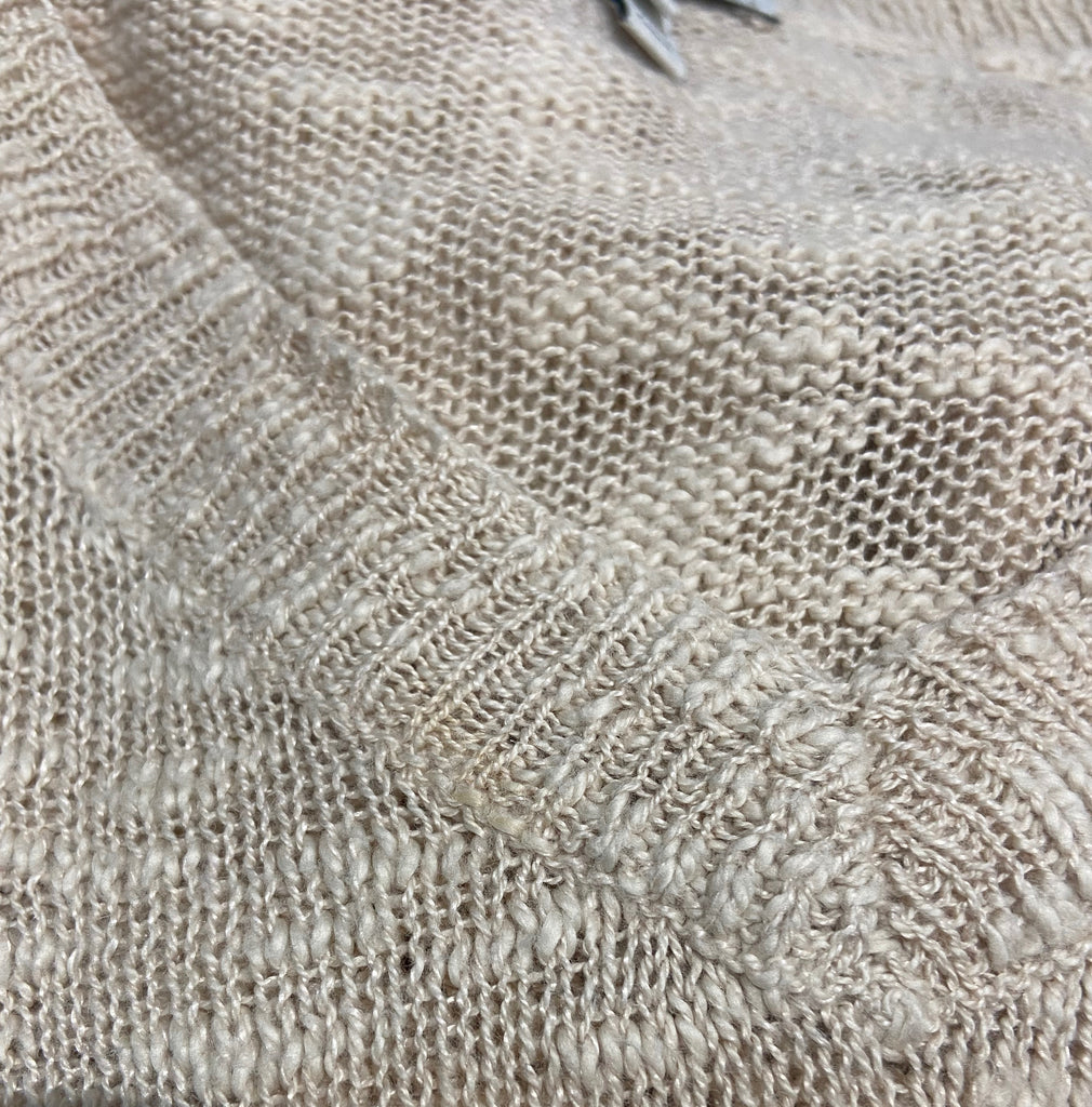 JOIE Beige Cotton Linen Blend V Neck Long Sleeve Knitwear Jumper Sweater Top XS