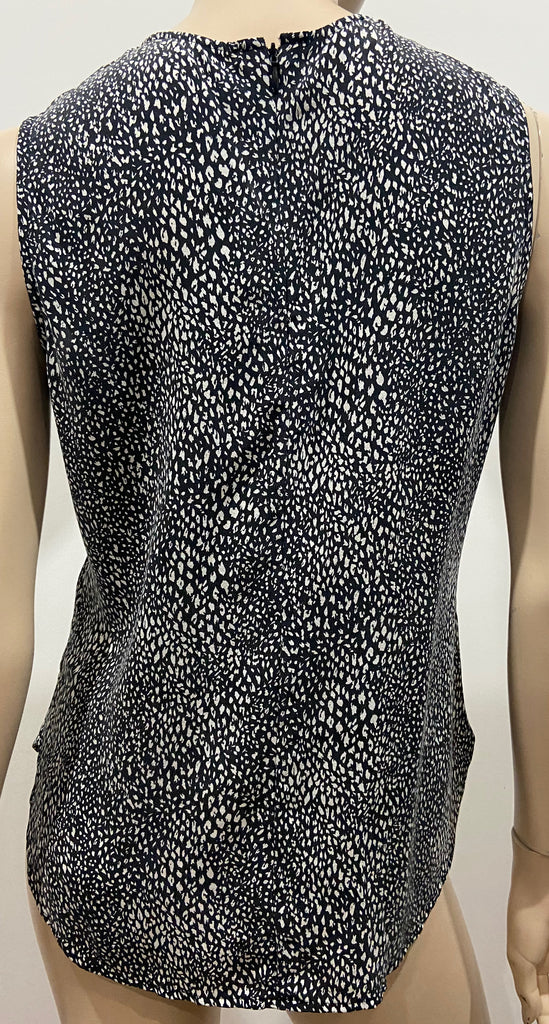 EQUIPMENT FEMME Black & White 100% Silk Abstract Print Speckled Vest Top S/P