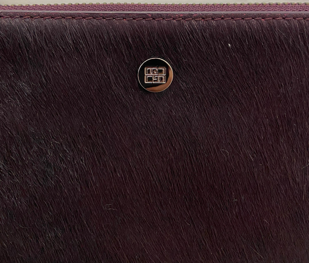 GLORIA ORTIZ Burgundy Cow Leather Hair Zipper Branded Coin Wallet Purse BNWT
