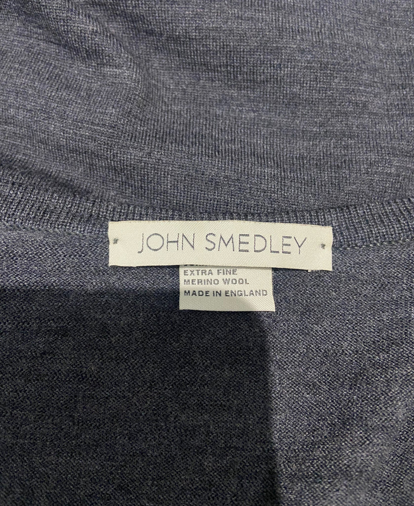JOHN SMEDLEY Charcoal Grey Wool Round Neck Long Sleeve Fine Knit Cardigan Top S