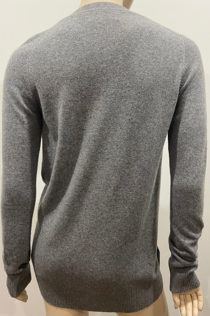 WILLOW CASHMERE Grey 100% Cashmere Plunge V Neck Long Sleeve Cardigan M