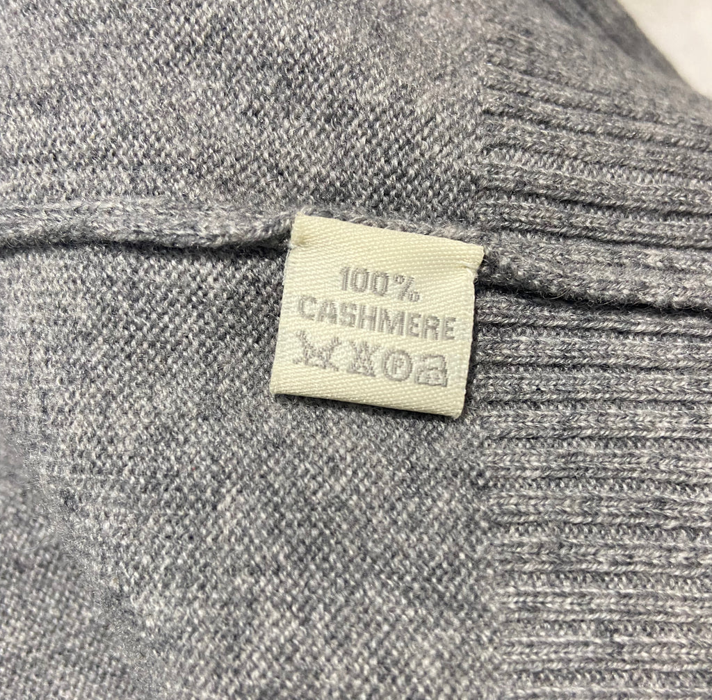 WILLOW CASHMERE Grey 100% Cashmere Plunge V Neck Long Sleeve Cardigan M