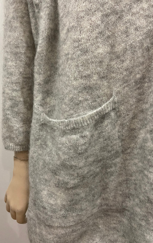 AMERICAN VINTAGE Grey Wool Mohair Blend V-Neck 3/4 Sleeve Knitwear Cardigan Top