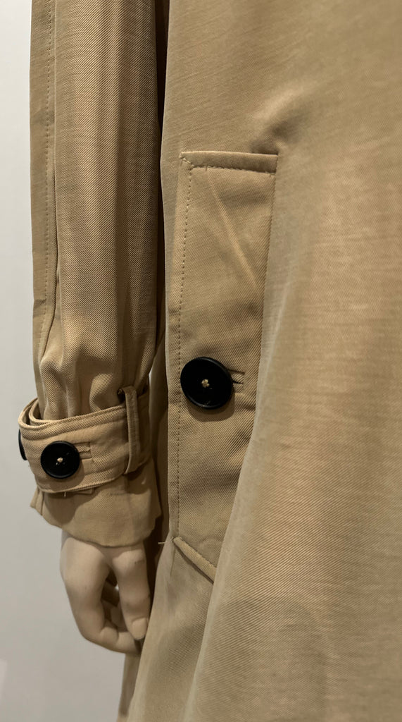 ZARA Women's Beige Lightweight Collared Open Front Mac Trench Over Coat S