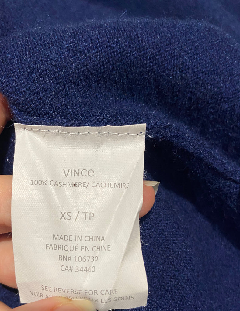 VINCE Blue 100% Cashmere Crew Neck Long Sleeve Knitwear Jumper Sweater Top XS