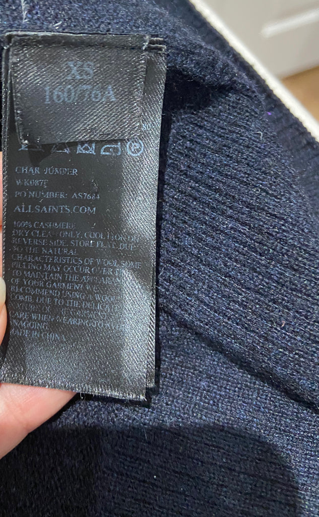 ALL SAINTS Black CHAR Cashmere Round Neck Long Sleeve Knitwear Jumper Sweater XS