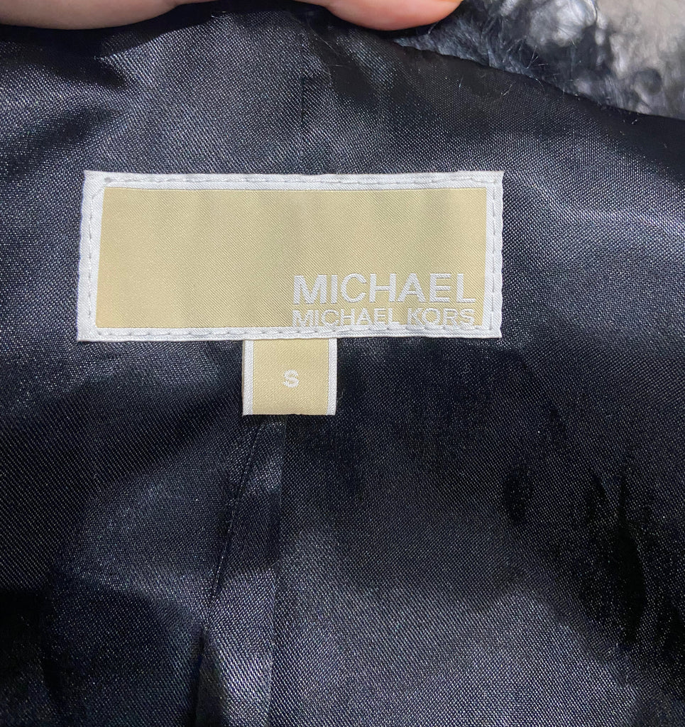 MICHAEL MICHAEL KORS Black Mongolian Lamb Fur Sleeveless Lined Gilet Jacket S