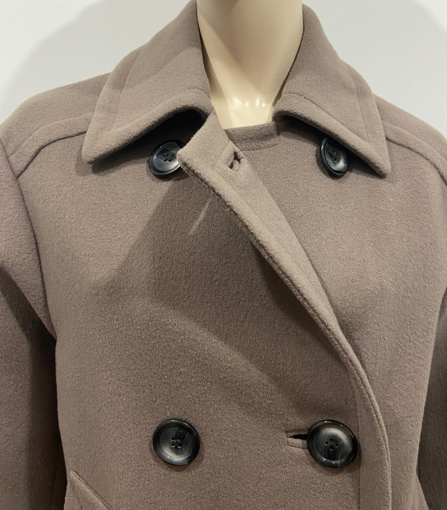 WHISTLES Brown New Wool Blend Double Breasted Lined Trench Jacket Coat UK8 EU36