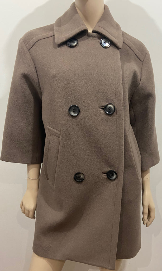 WHISTLES Brown New Wool Blend Double Breasted Lined Trench Jacket Coat UK8 EU36