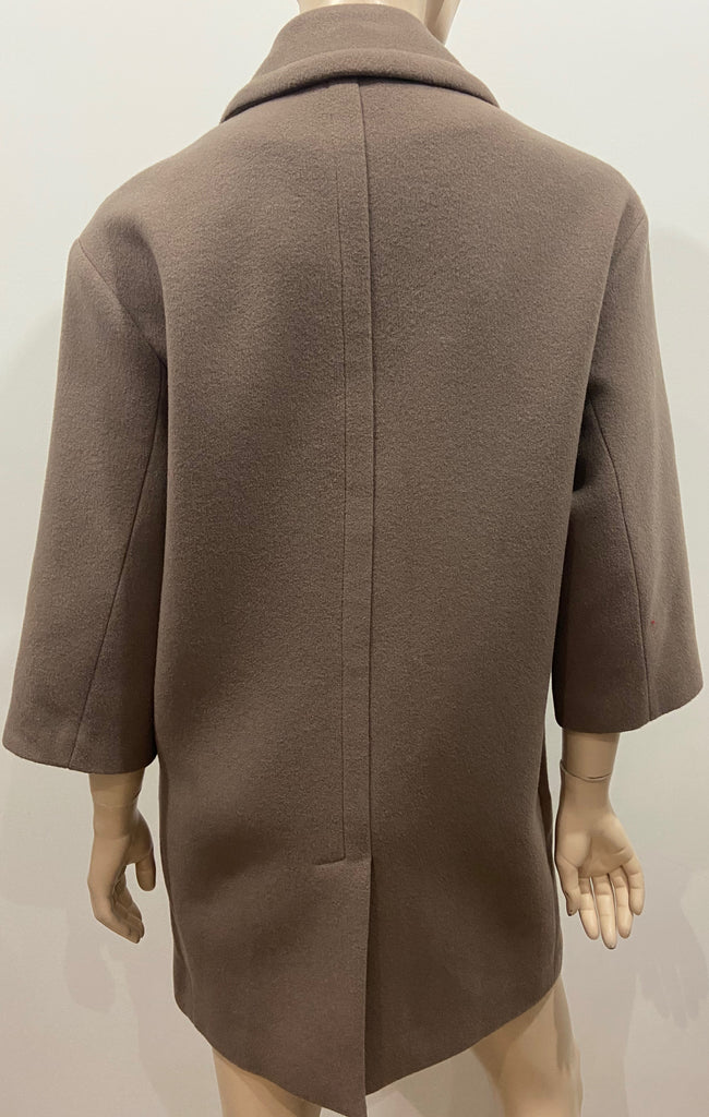 WHISTLES Brown New Wool Blend Double Breasted Lined Trench Jacket Coat UK8 EU36