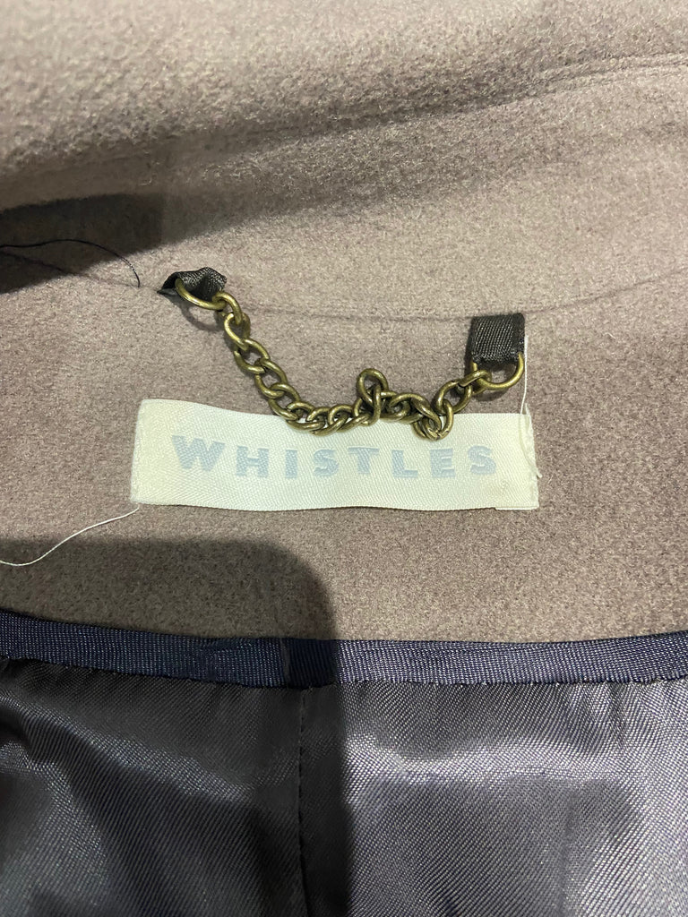 WHISTLES Brown New Wool Blend Double Breasted Lined Trench Jacket Coat UK8 EU36