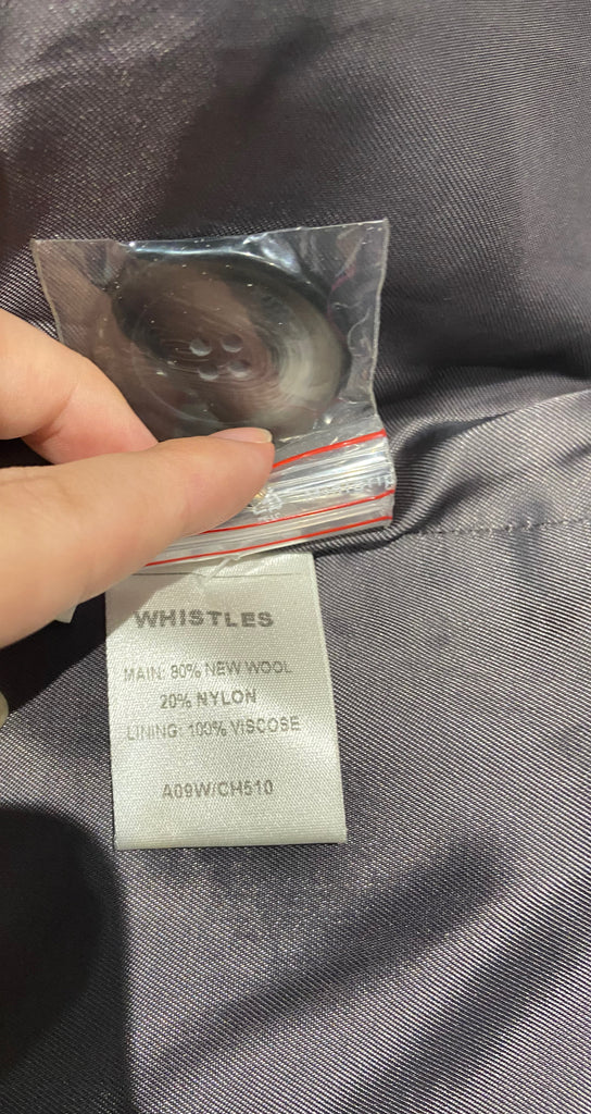 WHISTLES Brown New Wool Blend Double Breasted Lined Trench Jacket Coat UK8 EU36