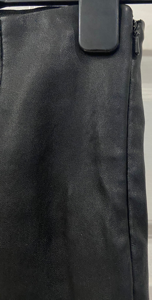 UTERQUE Women's Black Genuine Leather Skinny Slim Fit Leggings Trousers XS 24