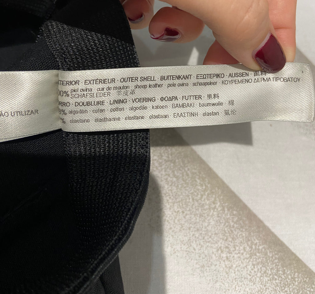 UTERQUE Women's Black Genuine Leather Skinny Slim Fit Leggings Trousers XS 24