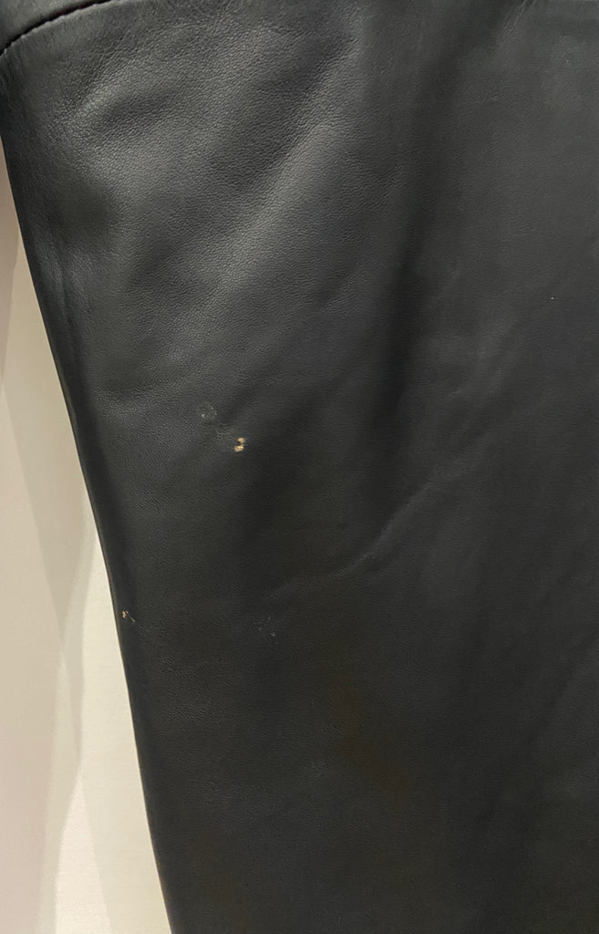 SELECTED FEMME Black 100% Leather Pleated Wide Leg Cropped Capri Trousers 34/XS