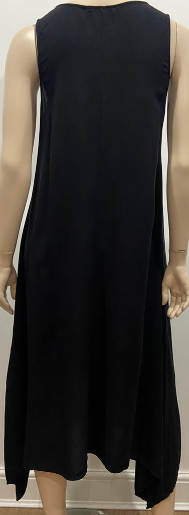 HUSH Women's Black Jerseywear Round Neck Sleeveless Long Length Midi Dress UK10