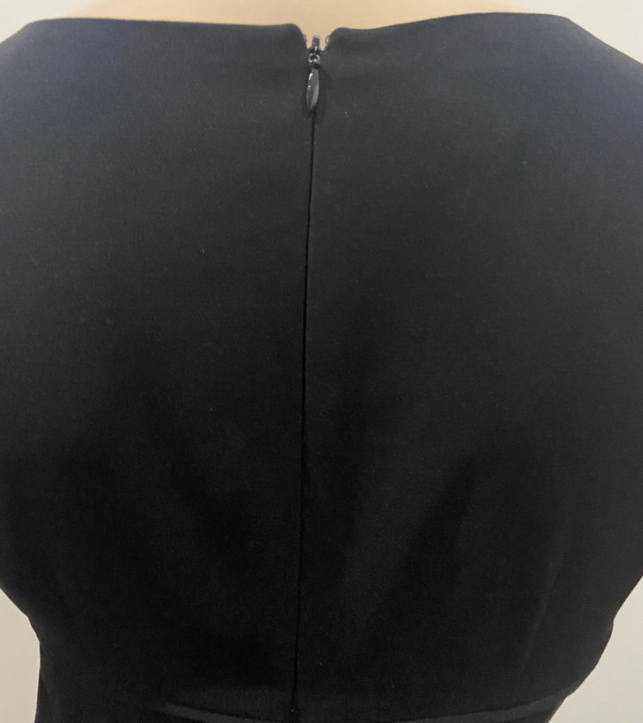 HOBBS Black Round Neck Short Cap Sleeve Short Length Lined Wiggle Pencil Dress 8