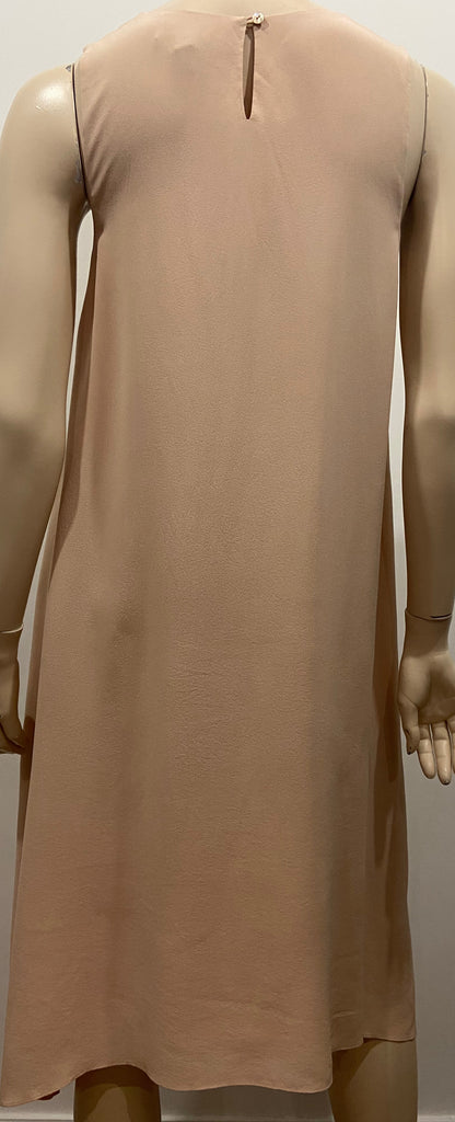 EILEEN FISHER Pale Pink Silk Round Neck Sleeveless Asymmetric Hem Midi Dress XS