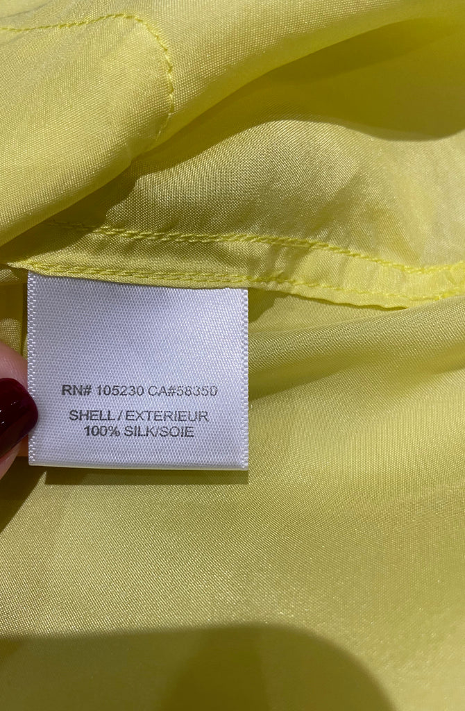 EQUIPMENT FEMME Yellow 100% Silk Collared Short Sleeve Cropped Blouse Shirt S/P