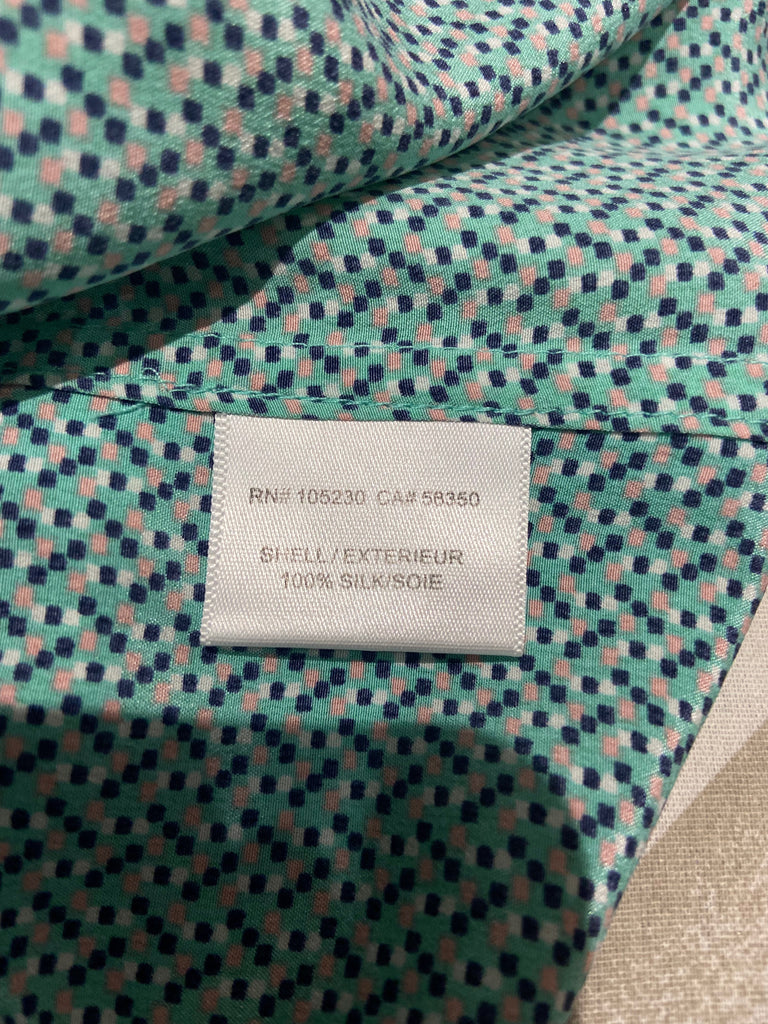 EQUIPMENT FEMME Green Multi Colour Silk Collared V-Neck Sleeveless Blouse Shirt