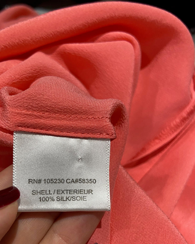 EQUIPMENT FEMME Coral Pink 100% Silk Round Neck Sleeveless Cami Blouse Top S/P