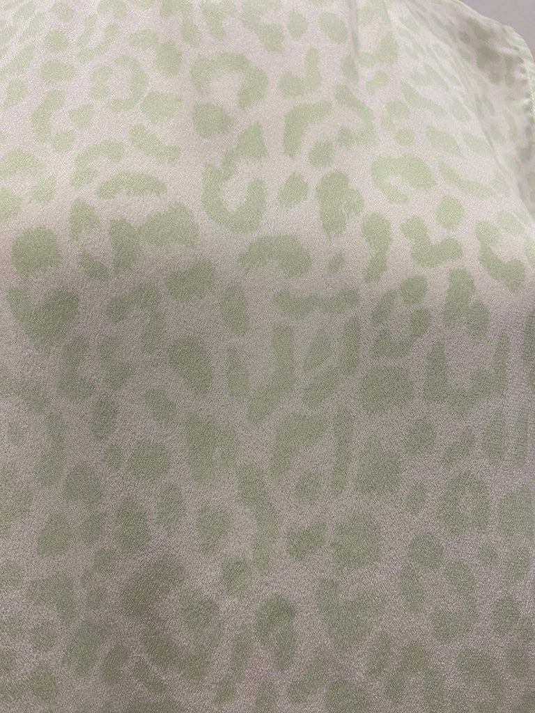 EQUIPMENT FEMME Cream & Green Silk Round Neck Sleeveless Cami Blouse Top S/P