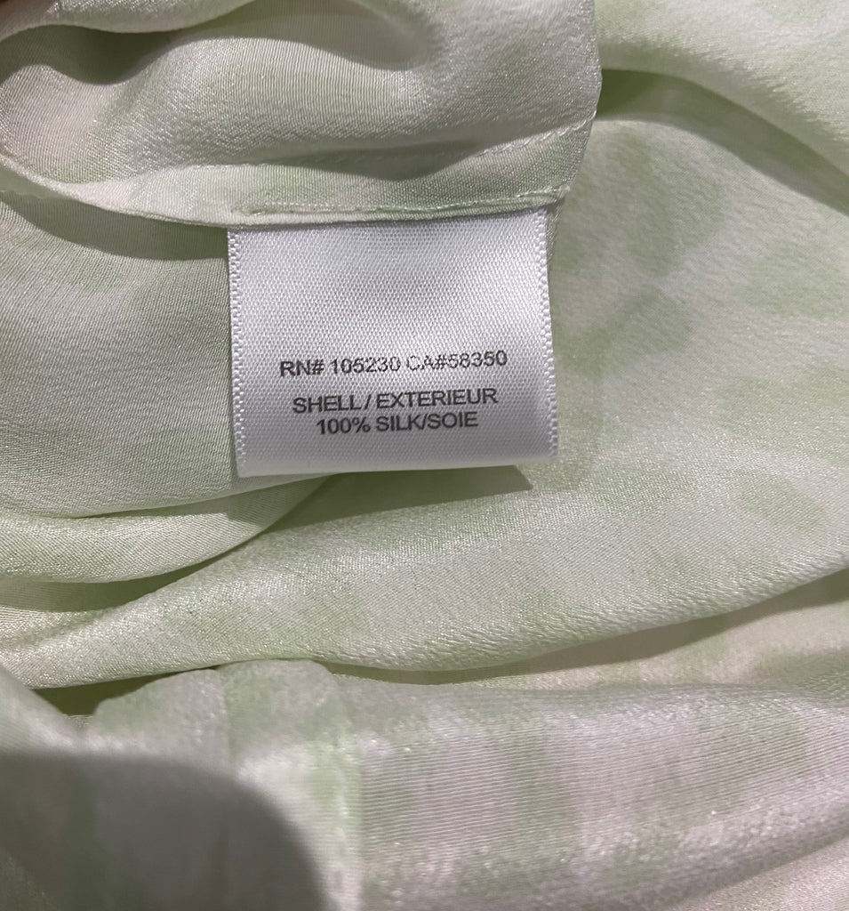 EQUIPMENT FEMME Cream & Green Silk Round Neck Sleeveless Cami Blouse Top S/P