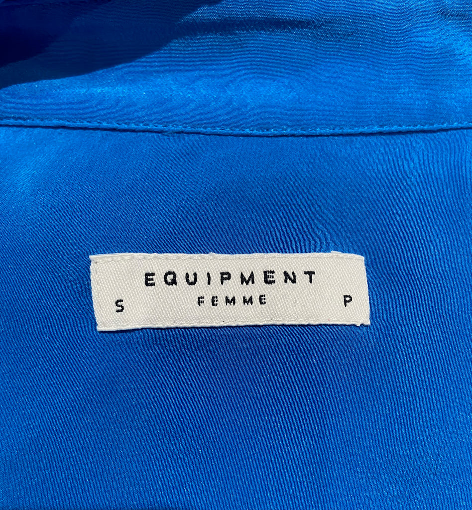 EQUIPMENT FEMME Royal Blue 100% Silk Collared Sleeveless Blouse Shirt Top S/P