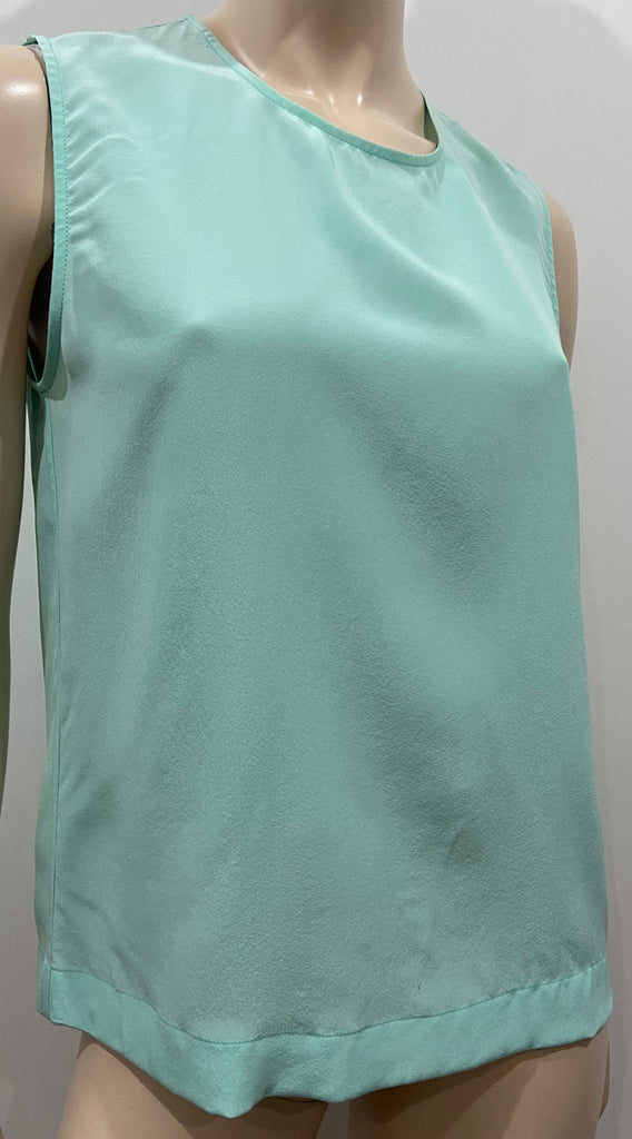 EQUIPMENT FEMME Aqua Green Silk Round Neck Sleeveless Camisole Blouse Top S
