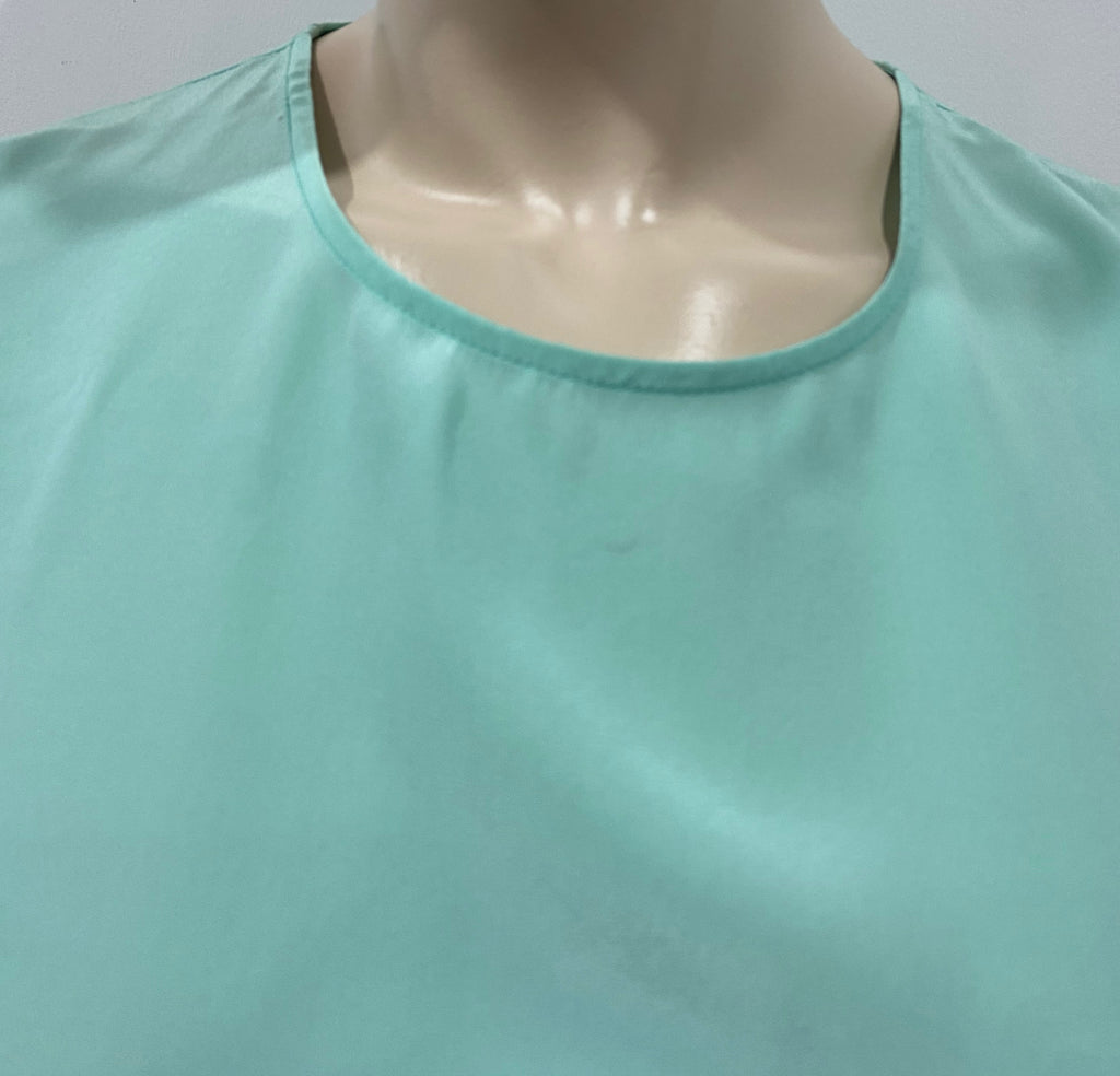 EQUIPMENT FEMME Aqua Green Silk Round Neck Sleeveless Camisole Blouse Top S