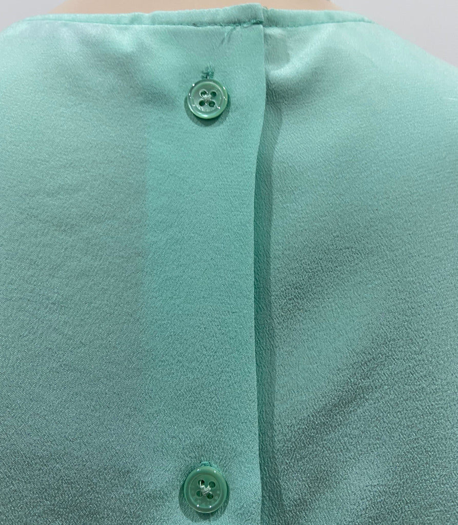 EQUIPMENT FEMME Aqua Green Silk Round Neck Sleeveless Camisole Blouse Top S