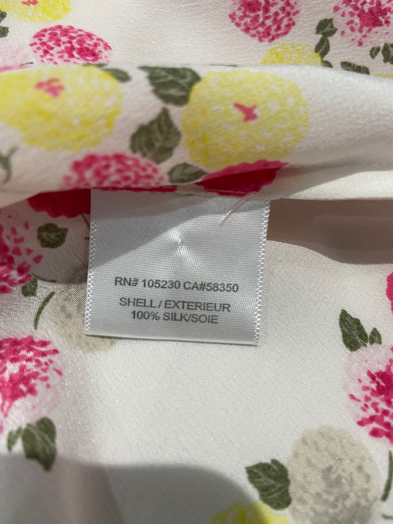 EQUIPMENT FEMME White Multi Colour Floral Silk Round Neck Sleeveless Cami Top S