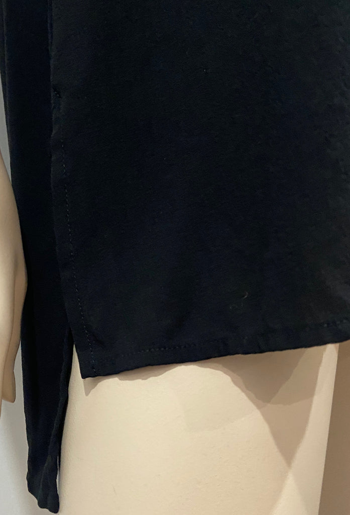 EILEEN FISHER Black 100% Silk Round Neck Sleeveless Camisole Vest Blouse Top XS