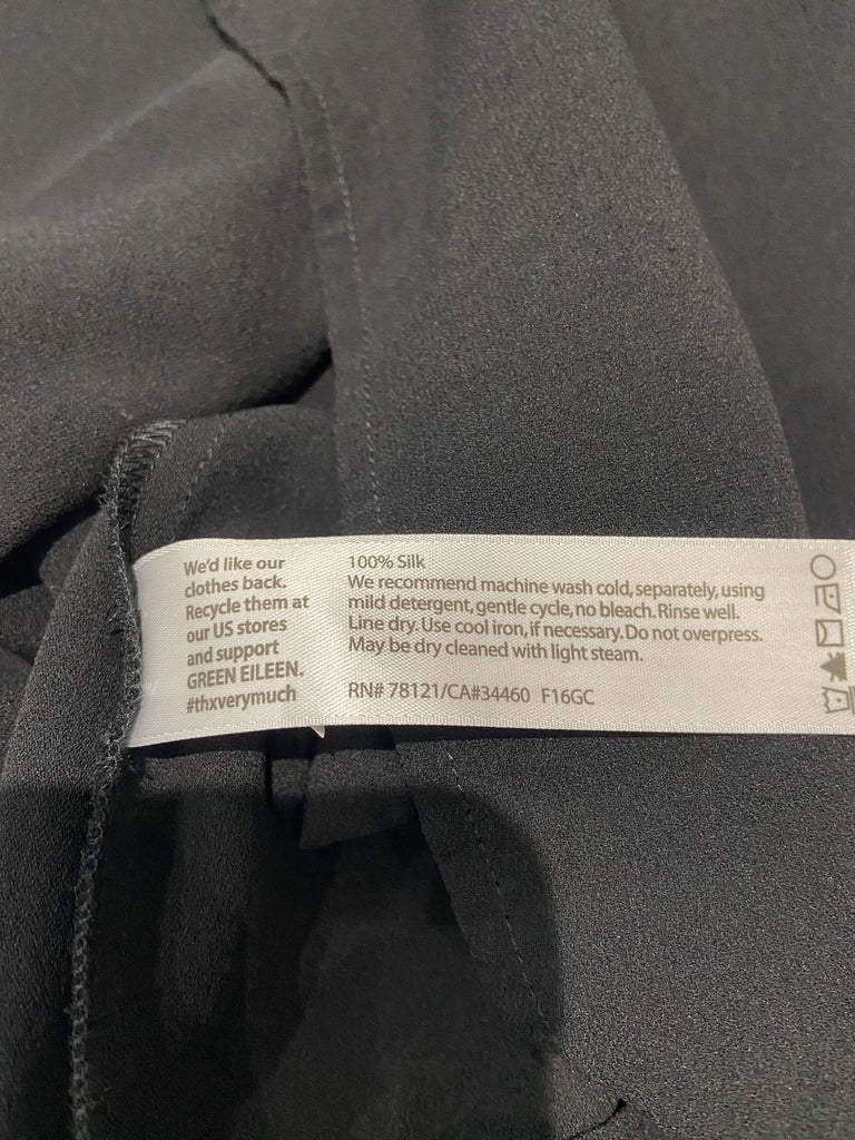 EILEEN FISHER Black 100% Silk Round Neck Sleeveless Camisole Vest Blouse Top XS