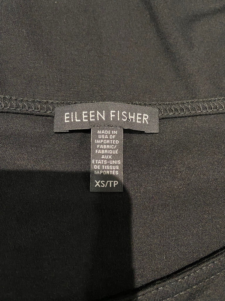 EILEEN FISHER Black Jersey Stretch Round Neck Sleeveless Camisole Vest Tank Top